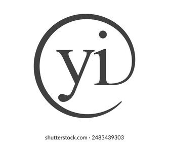 Logo YI de dos letras con forma de círculo estilo de signo de correo electrónico. Y y yo redondeamos el logotipo de la empresa de negocios para la identidad de marca.