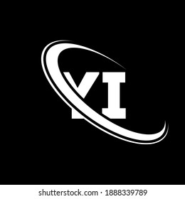 YI logo. Y I design. White YI letter. YI Y I letter logo design. Initial letter YI linked circle uppercase monogram logo.