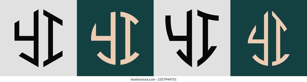 YI modern initial letter logo design vector bundle. It will be suitable for which company or brand name start those initial.