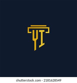 YI monogram initial logo for lawfirm with pillar design