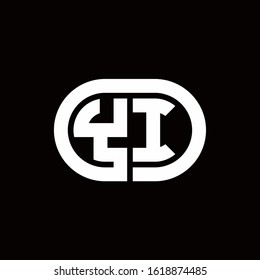 YI monogram logo with an oval style on a black background