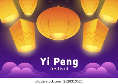 yi peng festival background illustration in gradient style design