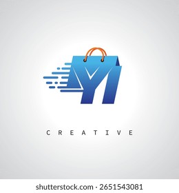YI Shopping Monogram – Fast Delivery E-commerce Logo with Bag Icon and Digital Branding for Online Store, Retail and Logistic Identity
