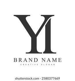 YI trendy logotype template. Initial letter y and i classic font style. Creative logo for company name or identity. Vector illustration.