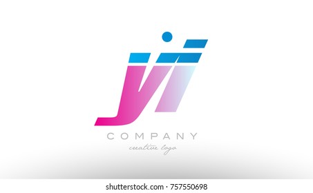 yi  y i alphabet letter combination in pink and blue color. Can be used as a logo for a company or business with initials