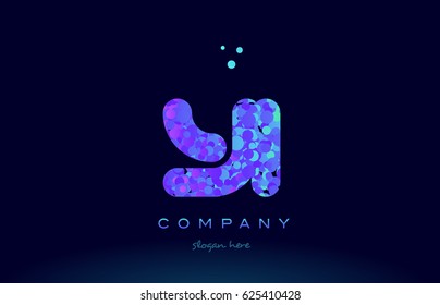 yi y i alphabet pink blue bubble circle dots creative letter company logo vector icon design template