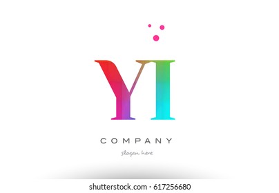 YI Y I creative rainbow colors colored artistic alphabet company letter logo design vector icon template