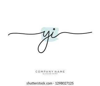 YI Y I Initial handwriting logo template