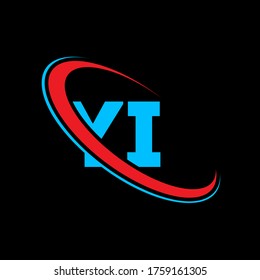 YI Y I letter logo design. Initial letter YI linked circle uppercase monogram logo red and blue. YI logo, Y I design. yi, y i