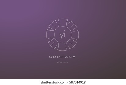 yi y i monogram lineart vintage retro flower alphabet company letter logo lowercase design creative vector icon template 