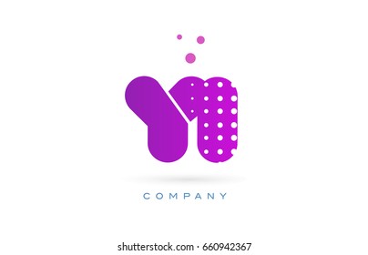 yi y i pink dots dotted letter logo alphabet creative company vector icon design template