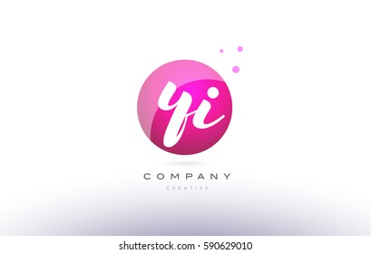 yi y i  sphere pink 3d alphabet company letter combination logo hand writting written design vector icon template 