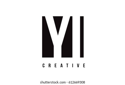 YI Y I White Letter Logo Design with Black Square Vector Illustration Template.