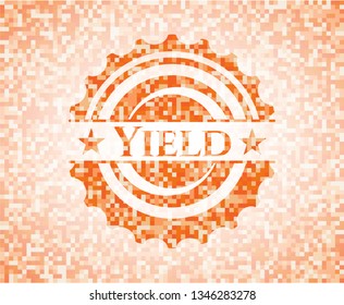 Yield abstract orange mosaic emblem with background