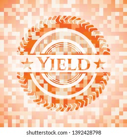 Yield abstract orange mosaic emblem