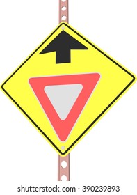 yield ahead - 3d illustration of yellow roadsign isolated on white background