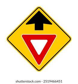 Yield Ahead Sign Vector Illustration