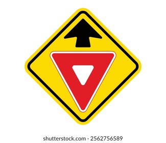 Yield Ahead Sign Warning Drivers of Upcoming Yield Requirement, Essential for Traffic Management and Safety, US Road Sign Compliant, High-Quality Vector Stock Image