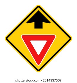 Yield Ahead warning road sign. Vector