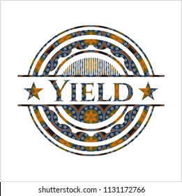 Yield arabic badge background. Arabesque decoration.
