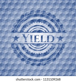 Yield blue hexagon badge.