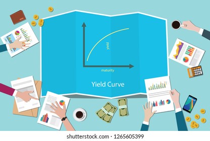 Yield Curve With Team Working Together On The Table Vector Illustration