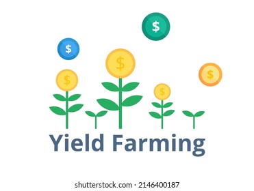 Yield farming vector. Technology and business concept. Flat illustration on white background.
