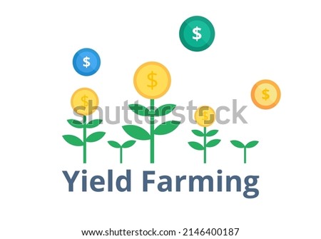 Yield farming vector. Technology and business concept. Flat illustration on white background.