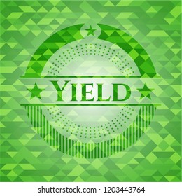 Yield green emblem with mosaic ecological style background