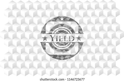 Yield grey emblem with geometric cube white background