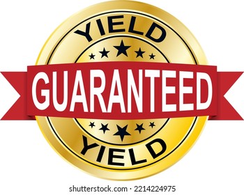 yield guaranteed gold shiny emblem logo patch isolated on white background