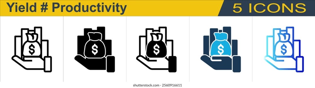Yield icon with 5 styles (Outline, Solid, Mixed, Duo Tone and Line Gradient)