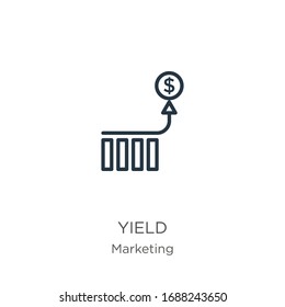 Yield Icon. Thin Linear Yield Outline Icon Isolated On White Background From Marketing Collection. Line Vector Sign, Symbol For Web And Mobile