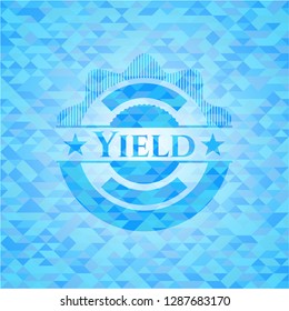 Yield light blue emblem. Mosaic background