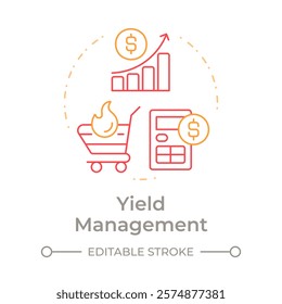 Yield management duo tone concept icon. Effective financial strategy. Restaurant business development. Round two color outline illustration. Abstract vector design. Easy to use in presentation