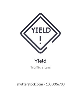 yield outline icon. isolated line vector illustration from traffic signs collection. editable thin stroke yield icon on white background