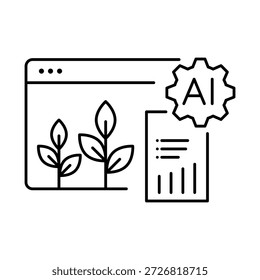 Yield Prediction Icon – Data Graph and Crop Symbols Representing AI-Based Forecasting of Agricultural Output and Performance Vector Icon