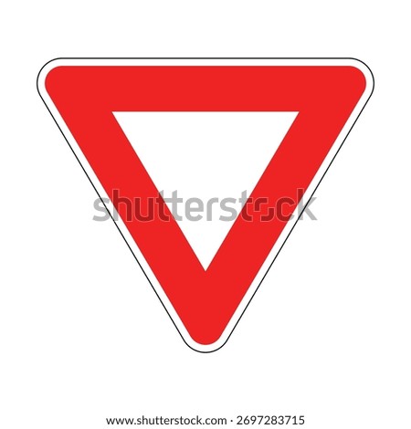 Yield road sign with red inverted triangle and white center for traffic regulation and right-of-way alerts