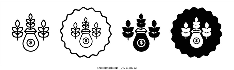 Conjunto de rendimiento en color blanco y negro. Rentabilidad simple vector de icono plano