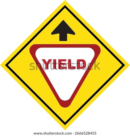 yield sign ahead. Yellow Yield Sign Ahead Traffic Warning. isolated on transparent background. printable vector	