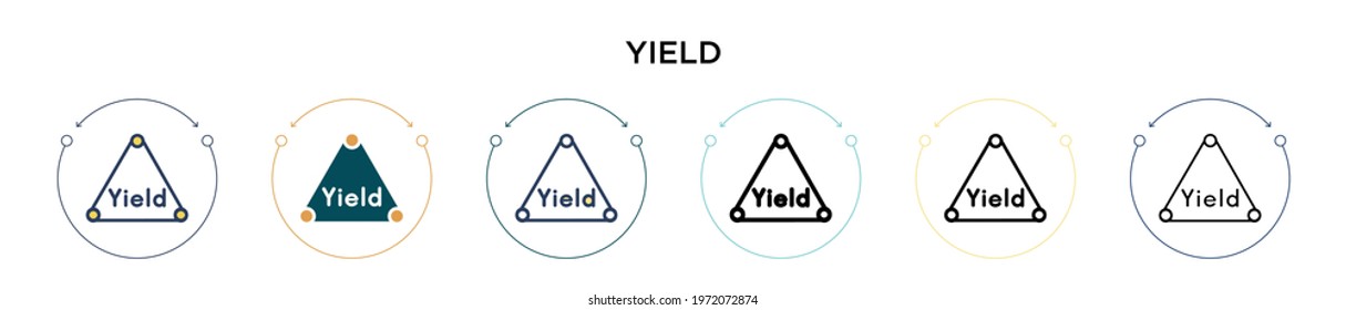 Yield Sign Icon In Filled, Thin Line, Outline And Stroke Style. Vector Illustration Of Two Colored And Black Yield Sign Vector Icons Designs Can Be Used For Mobile, Ui, Web