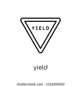 Yield Sign Icon. Trendy Modern Flat Linear Vector Yield Sign Icon On White Background From Thin Line Traffic Sign Collection, Editable Outline Stroke Vector Illustration