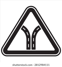 Yield sign indicating a divided roadway ahead