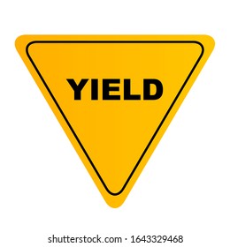 Yield sign on white background