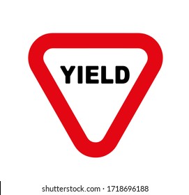 Yield sign on white background	