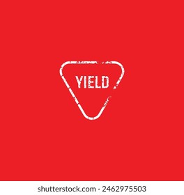 Yield sign on white background