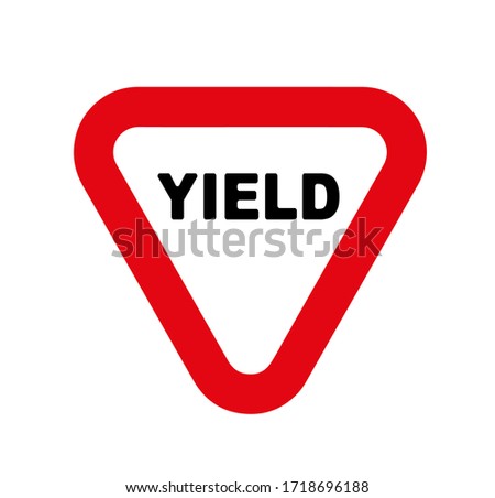 Yield sign on white background	