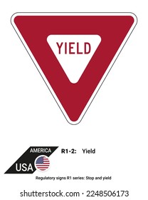 Signo de rendimiento - Serie R1 Regulación de señales de parada y rendimiento - vector Estados Unidos Estados Unidos