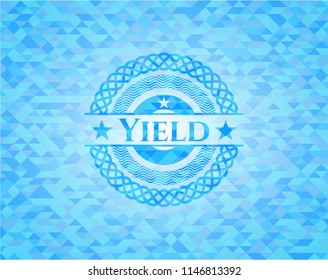 Yield sky blue emblem with mosaic background