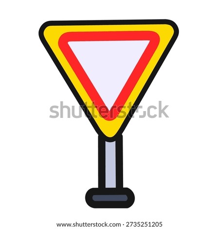 Yield traffic sign in flat style for road safety system. Perfect for transportation graphics, apps, and education.